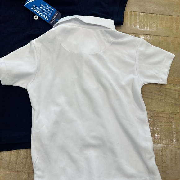 2 boys school uniform polo short sleeve shirts white navy Nautica French toast - Picture 5 of 14